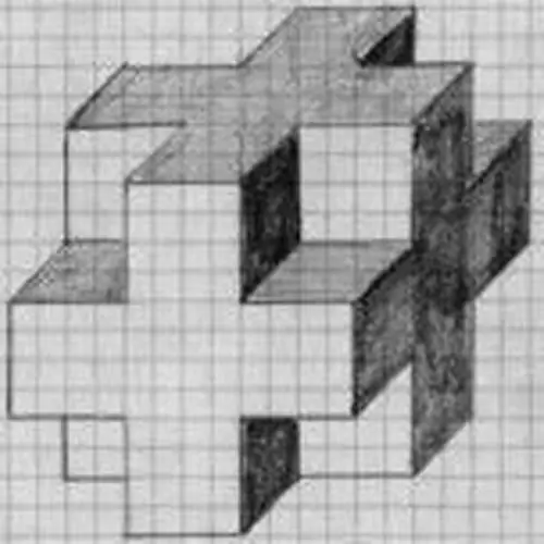 how to draw a three-dimensional cross by cells