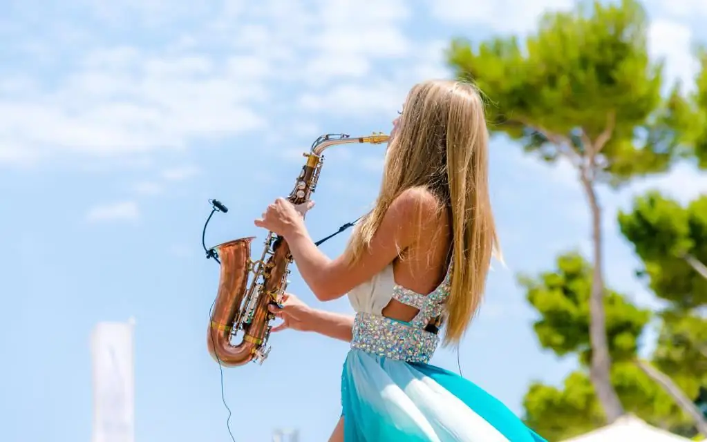 Playing the saxophone