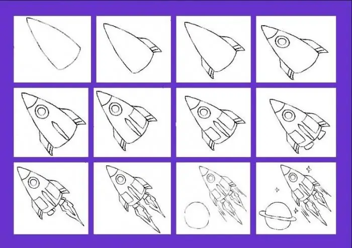 How to draw a rocket: some easy ways to help an adult