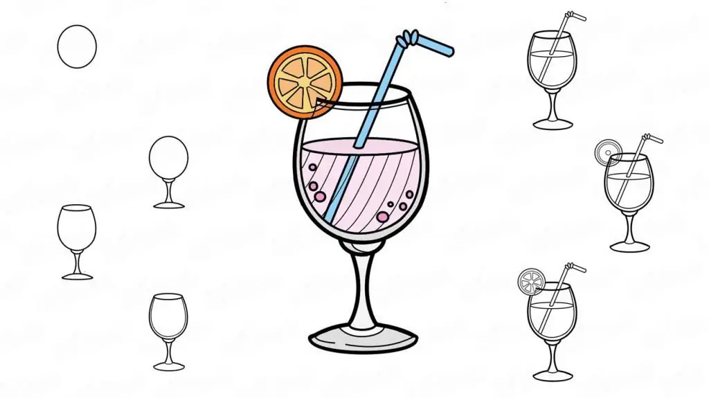 Étapes du dessin d'un cocktail