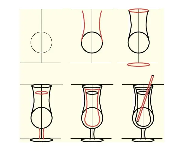 Étapes du dessin d'un cocktail