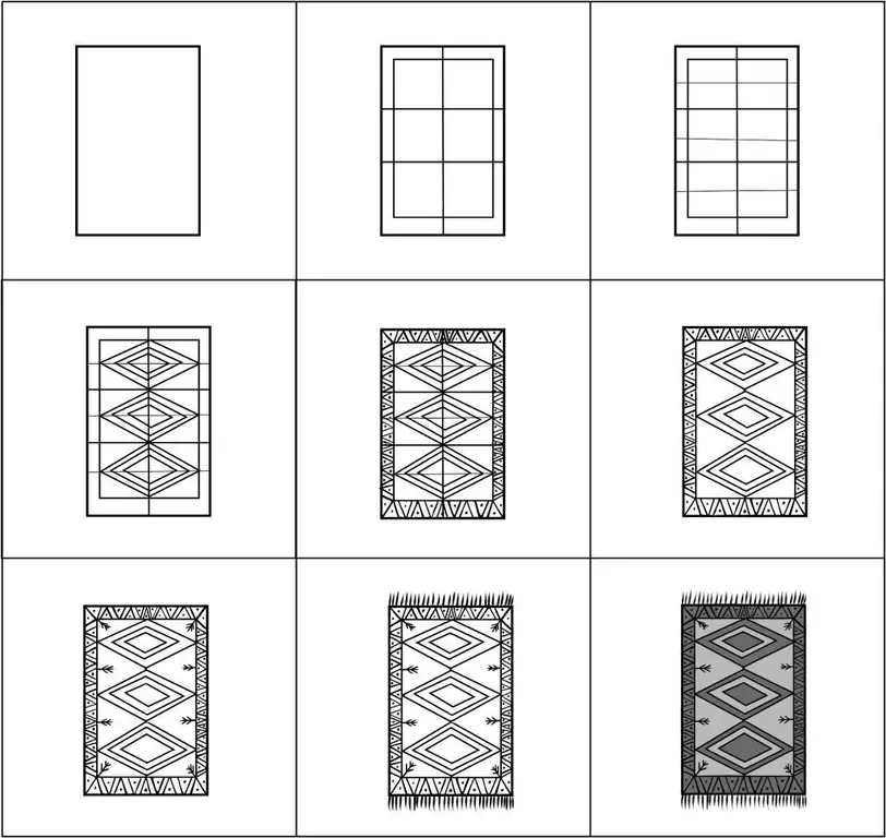 Tahapan menggambar ornamen di atas karpet