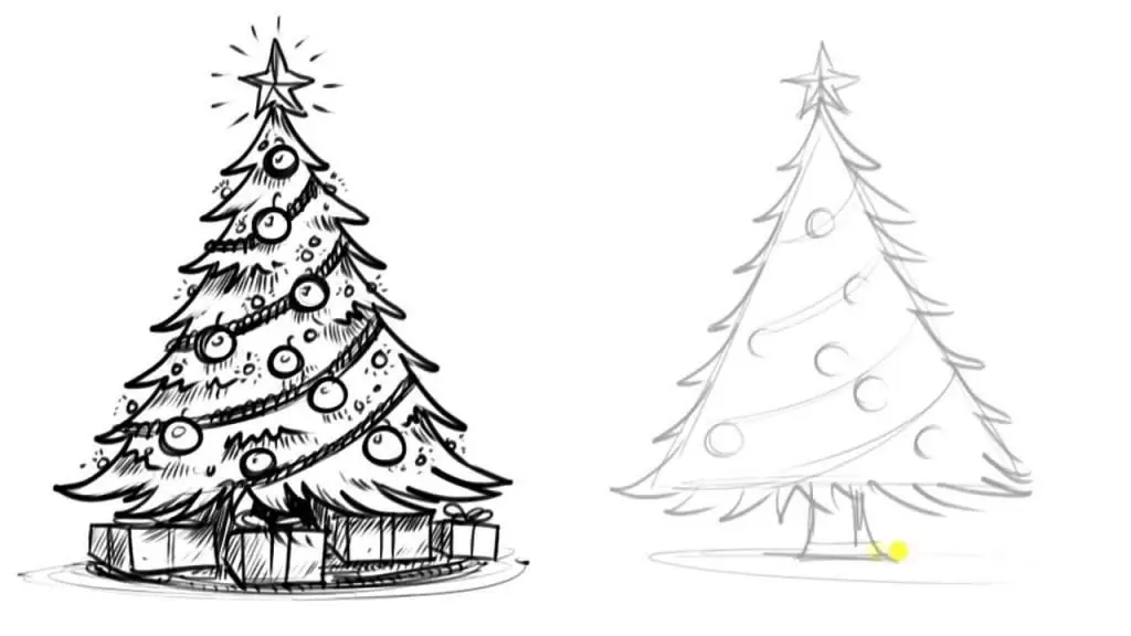 how to draw a christmas tree