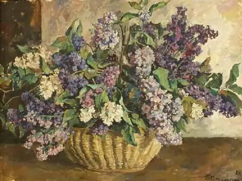 pictura „Liliac într-un coș” de Konchalovsky