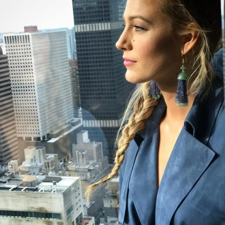 Blake Lively in a blue suit