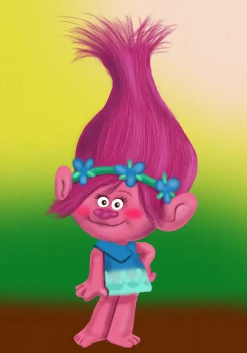 com dibuixar una rosa dels trolls de dibuixos animats