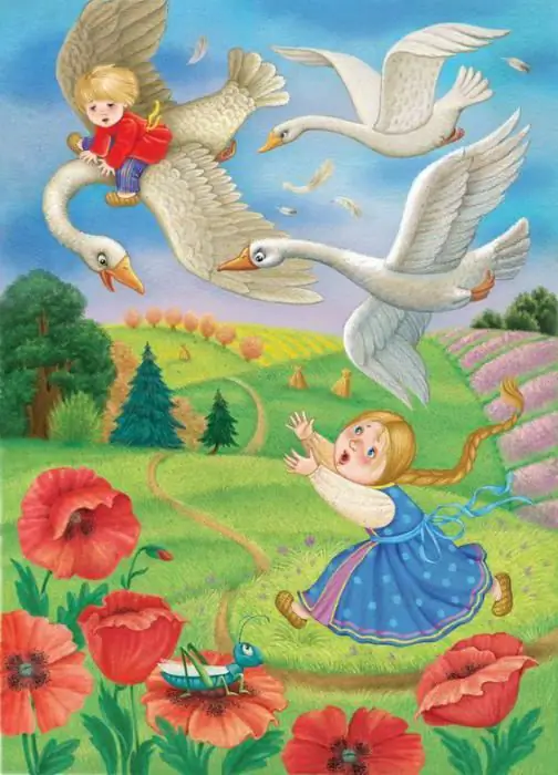 How to draw swan geese? Fairy tale illustrations