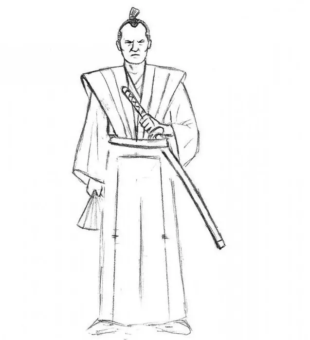 como desenhar um samurai com um lápis passo a passo