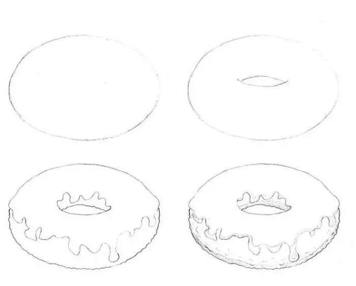 how to draw a donut with a pencil step by step