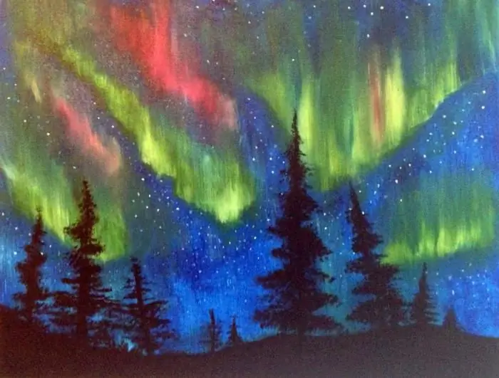 how to draw northern lights in watercolor step by step