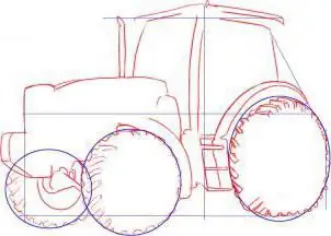 cara menggambar traktor dengan pensil langkah demi langkah