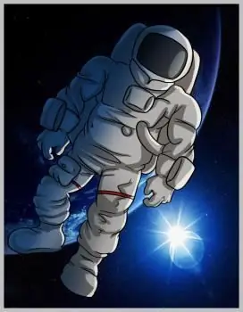 astronaut colored in Photoshop