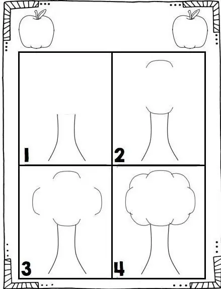 draw an apple tree step by step