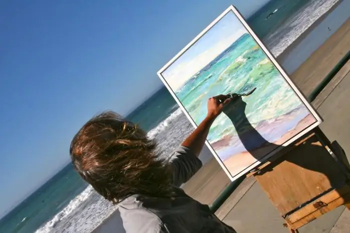 Oil painting on canvas. Oil painting training