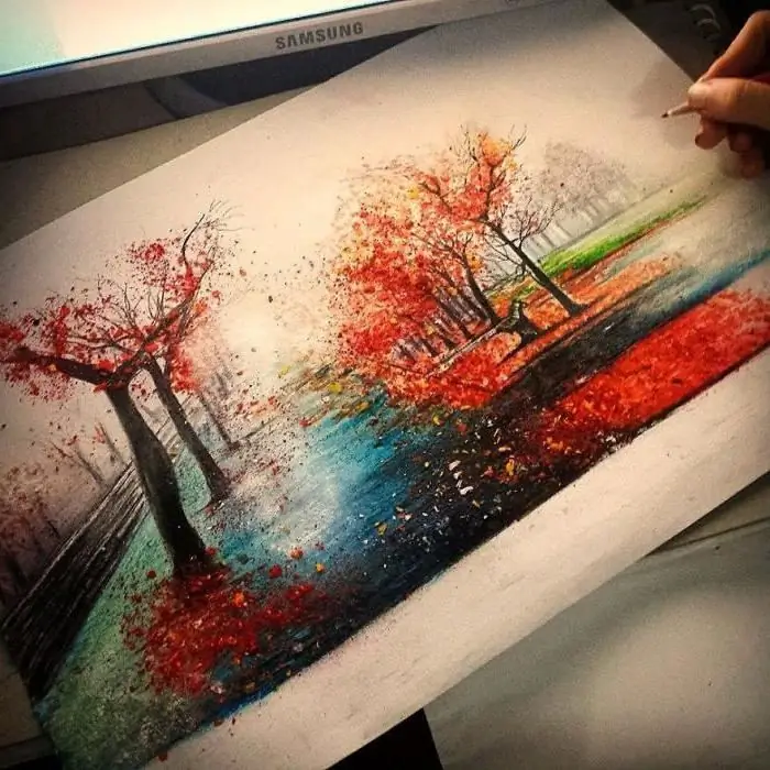 Come disegnare l'autunno dorato con la tempera