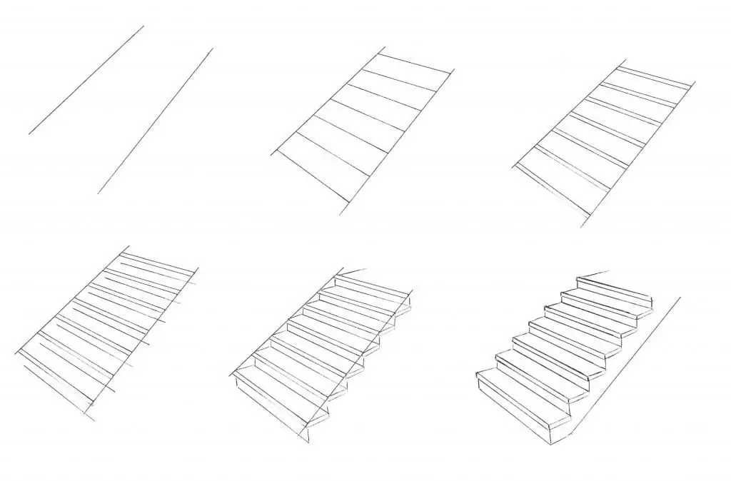 Etapas de dibujo de escaleras