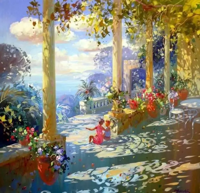 Günəşli impressionizm və Laurent Parcelier tərəfindən rəsmlər