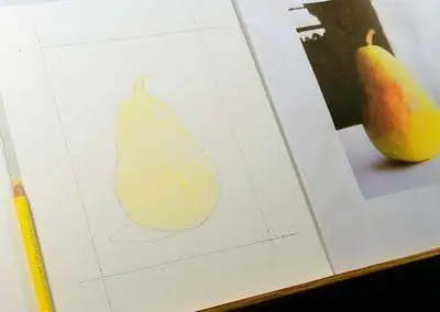 how to draw a pear step by step