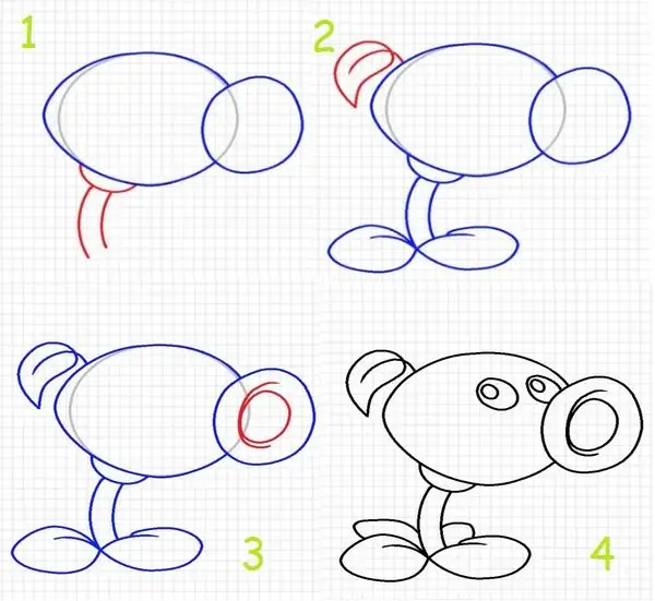 How to draw "Plants vs. Zombies 2" step by step instructions Visual