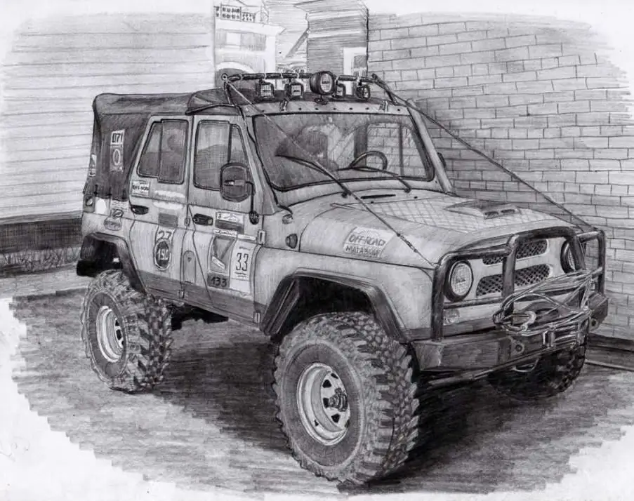 วิธีวาด "UAZ": คำแนะนำทีละขั้นตอน