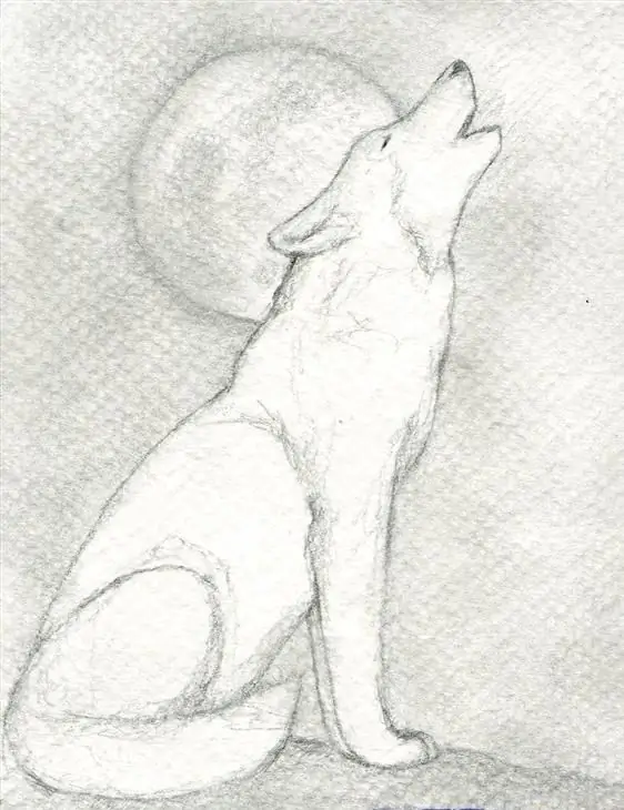 Dessin d'un loup hurlant à la lune